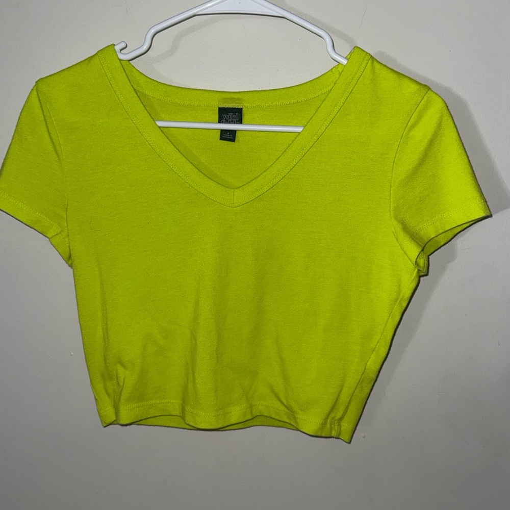 Wild Fable Bright Yellow V-Neck Crop Top